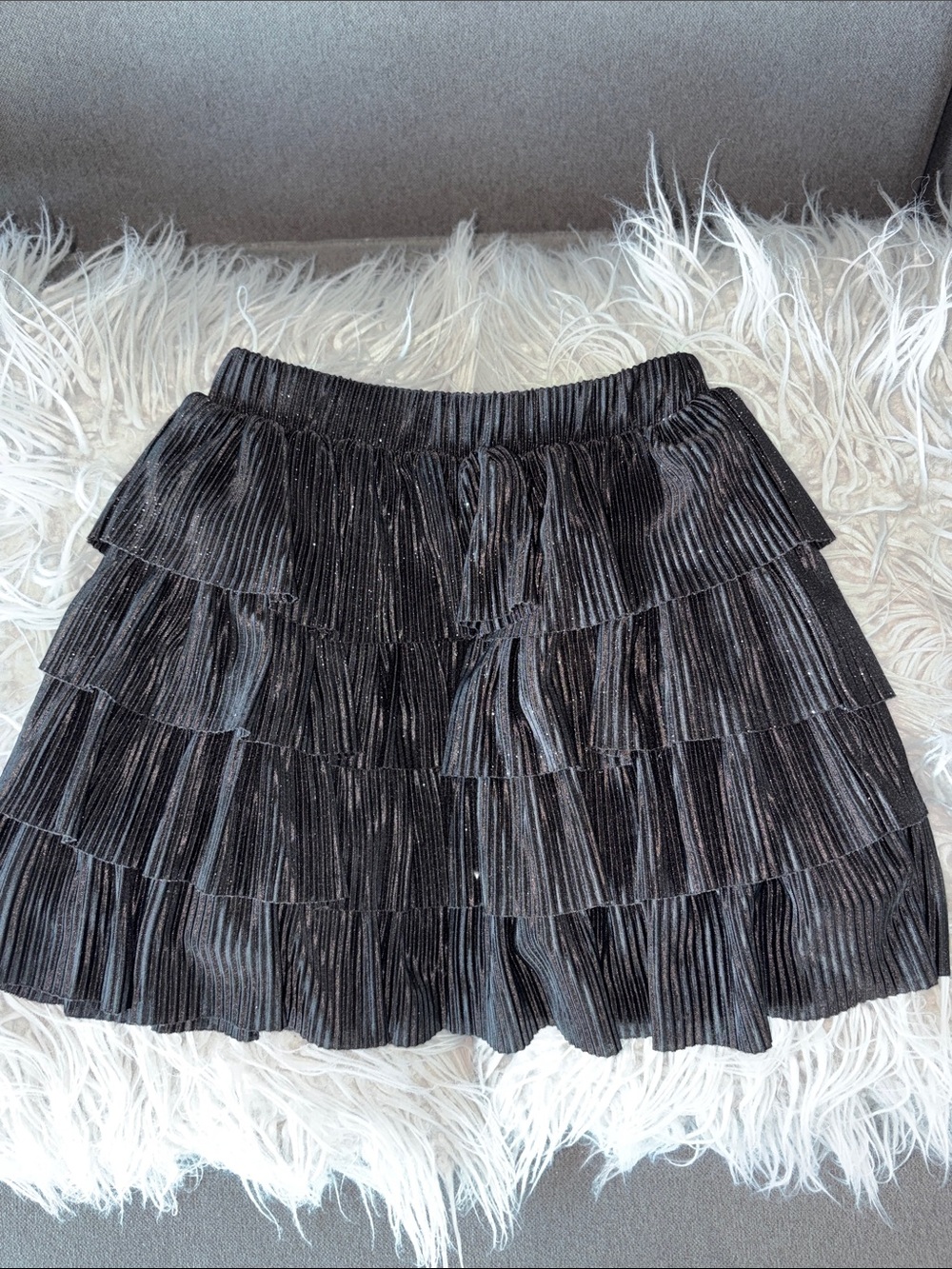 Zara Black Tiered Pleated Mini Skirt